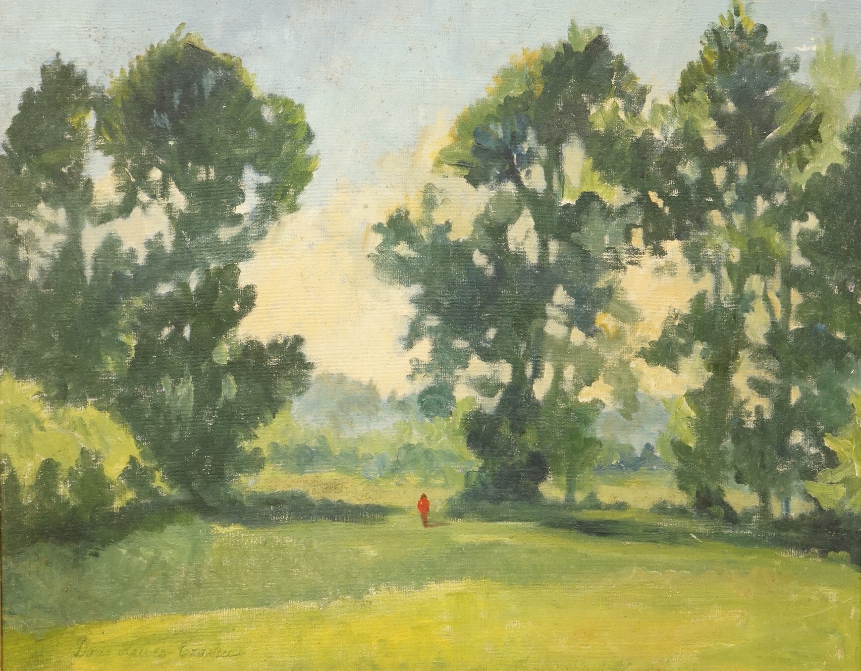 Doris Hawes-Craven, ‘Day is done’, signed, Gallery label verso, oil on board, 39 x 48cm